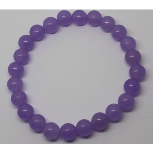 Mini. Order is $7! 6-12mm Lavender Jades Bracelet Round Jewelry Making Beads 7.5"