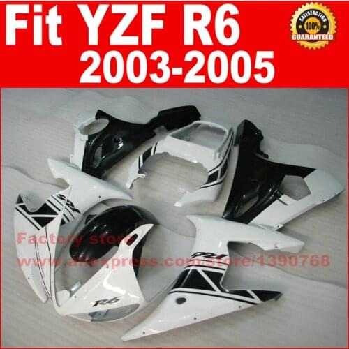 Motorcycle Parts For YAMAHA R6 2003 2004 2005 Fairing Kits Black White YZF R6 Fairing Kit 03 04 05 7 Gifts