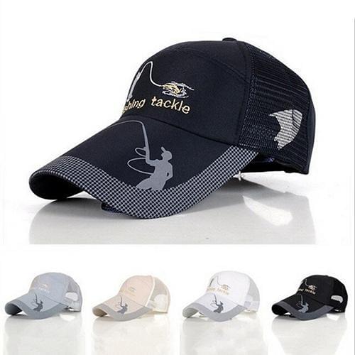 Mens Fashion Outdoor Sun Protection Tackle Mesh Baseball Cap Fishing Hat Simple Adjustable Baseball Caps