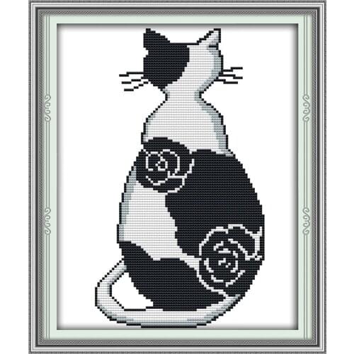 The black and white cat cross stitch kit cartoon animal aida 14st 11ct count canvas stitches embroidery DIY handmade needlework