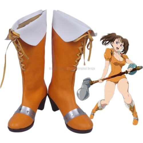 Diane Shoes Cosplay The Seven Deadly Sins Serpents Sin of Envy Diane Cosplay Boots Shoes Orange Custom Made