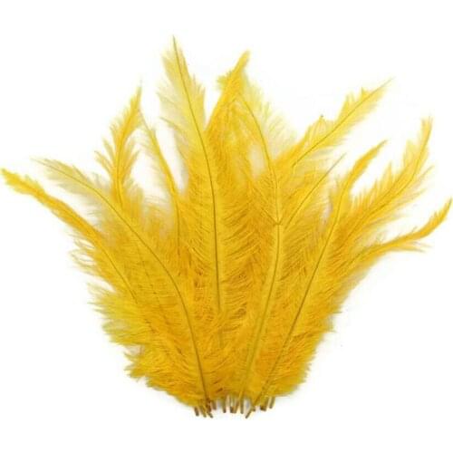 100Pieces Gold Yellow Dyed Ostrich Feather 35-40CM 14-16Inches Real Ostrich Plumage Carnival Wedding Halloween Decorative Plumas