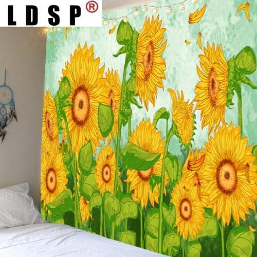 LDSP Yellow Sunflower Poster Tapestry Wall Hanging Covering Rugs Background Cloth Beach Mat Blanket Art Bedroom Home Decor