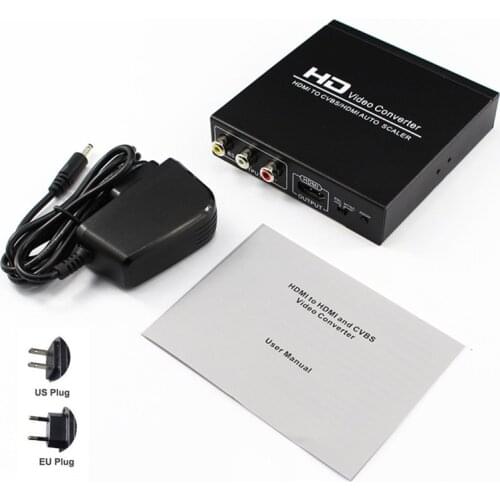 HDMI TO CVBS AV/HDMI AUTO SCALER NTSC PAL TV Format HD Video RCA 1080P Converter for VHS VCR PS2 PS3 PSP Computer DVD Recorder