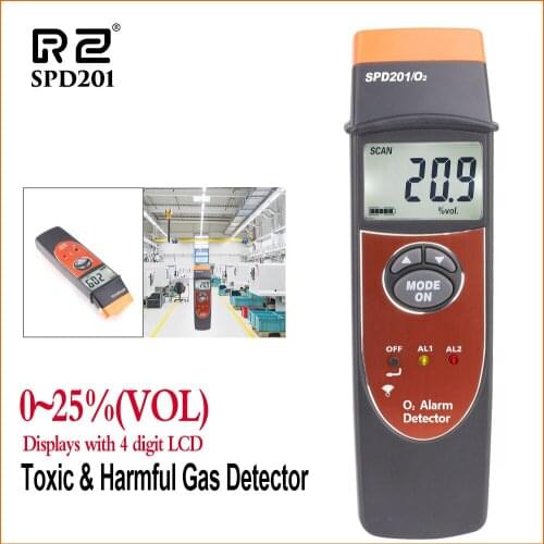 RZ Professional Oxygen (O2) Detector Handheld Oxygen Content Meter Monitor Tester 0-25% VOL Gas Detector O2 Gas Analyzer SPD201