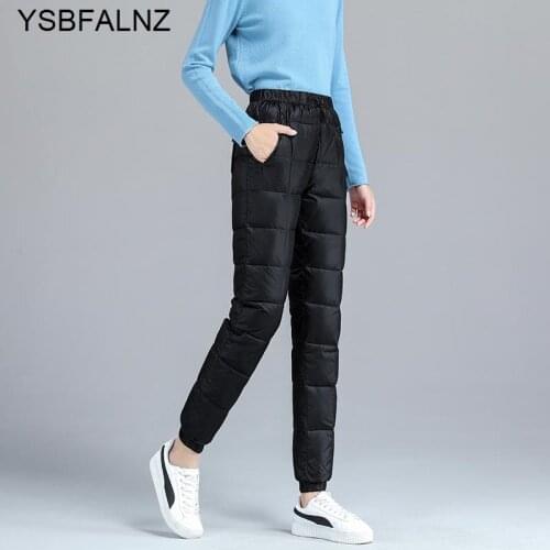 Down Cotton Trousers Winter High Waist Thicken Warm Womens Pants Fashion Plus Size Vetement Femme 2021 Clothing Female Straight