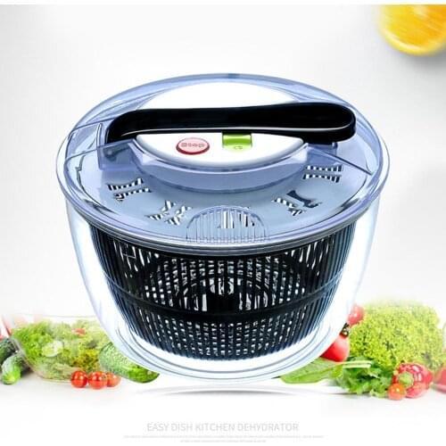 Hand-Held Salad Bowl Spinner Vegetable Dehydrator Push-Type 5L Safe Large-capacity Bowl Fruit Basin Drain Washing Basket Cl E3R6