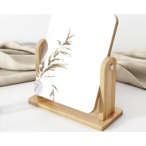 Folding Household Vanity Mirror Net Red Wooden Desktop Makeup Mirror Desktop Portable Dormitory Female Student Small Mirror