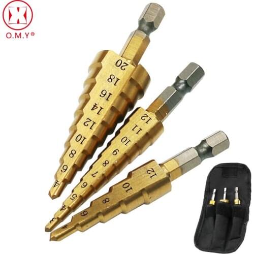 3-12mm 4-12mm 4-20mm Step Cone Drill Bit Hole Cutter Dint Tool Hex Shank Step Drills shank Coated Metal Drill Bit