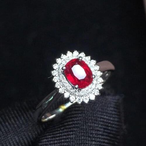 T1214 Ruby Ring Fine Jewelry Solid 18K Gold Nature Red Ruby 0.83ct Diamonds Rings for Women Fine Presents