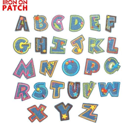 Iron on Alphabet Letter patches English Language Applique Cartoon Color Iron on badge Kids Baby cloth Embroidery Admission name