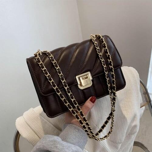Spring and summer rhombus chain lock PU texture small square bag simple fashion female bag shoulder messenger lady bag