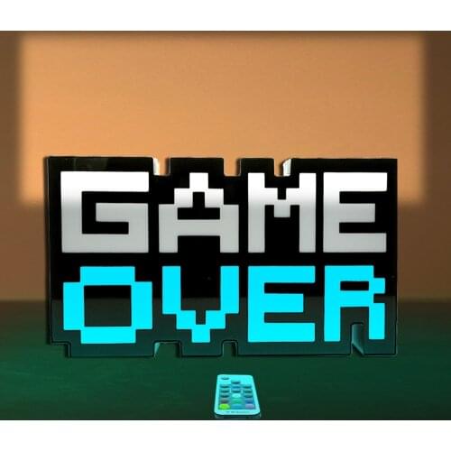 Game Over Sign LED Lighting Artwork Retro Pixel For Kids Game Room Decor Color Changing Video Game LED Standing Sign For Gamers