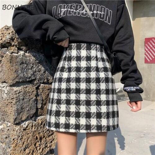 Skirts Women Mini Plaid Vintage Korean Style All-match New Oversized School Retro High Waist Trendy Autumn Harajuku Female Chic