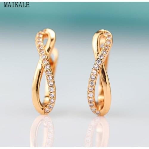 MAIKALE Trendy Geometric Zircon Stud Earrings for Women Zirconia Earring Clip on Earing Korean New Fashion Jewelry Wholesale