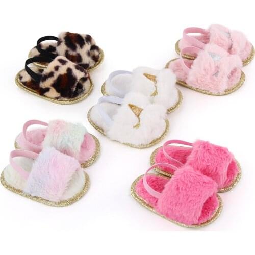 Infant Baby Girls Winter Warm Slipper Plush First Walker Soft Sole Fuzzy Faux Fur Flat Toddler Prewalker Slippers Kids Crib Pram