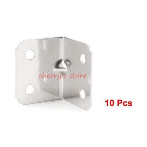 Shelf Door 35mm x 30mm 90 Degree 4 Holes Corner Brackets Silver Tone 10 Pcs