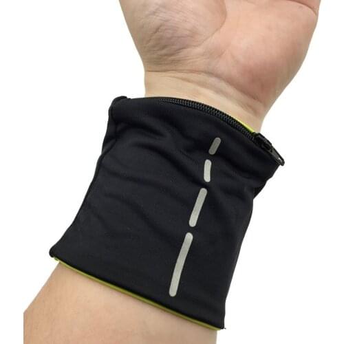 2Pcs Reflective Zipper Pocket Wrist Wallet Pouch Bag Running Cycling Wrist Wallet Pocket Sport Wristband Keys Coin Storage Bag