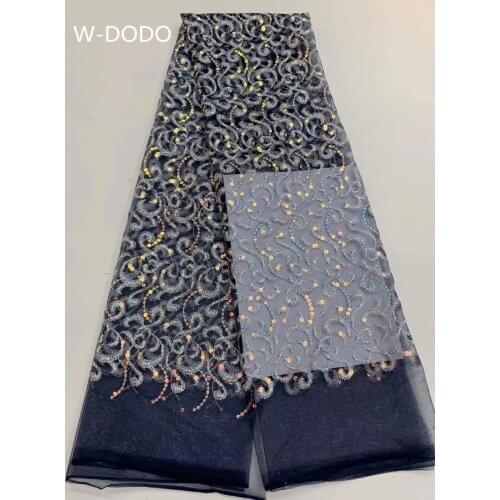 2021 High Quality French Nigerian Sequins Net African Tulle Mesh Sequence Lace Fabric For Dress 5yards/Lot ZL0228