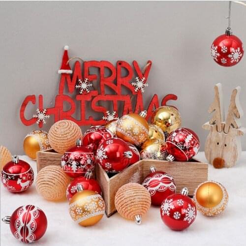 24pcs 6cm Red Gold Glitter Ornaments Ball Decorative Balls for Party Ramadam Wedding Birthday Home New Year Decoration Baubles