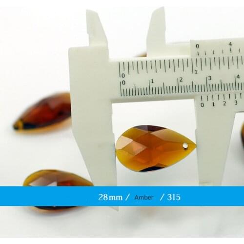 50pcs Amber Color 28mm faceted Water Drops Crystal Pear Pendants For Chandeliers Crystal DIY Wedding Party Suncatcher Drops