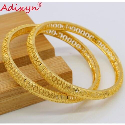 Adixyn Two PCS NEW Dubai bracelets & bangles Women 24k Gold Color Bracelet Ethiopian/African/Sudan/Israel/India Jewelry N07011
