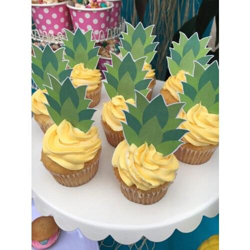 Pineapple Cupcake Toppers Birthday Party Decorations Kids Paper Summer Party Cupcake Decorations Baby Shower Party Supplies