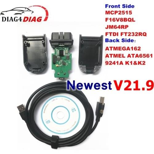 10pcs/lot for VAG 21.3.0 ATMEGA162+16V8+FT232RQ Car Diagnostic Interface OBDII 16Pin Connector USB Cable Support Multi-Language