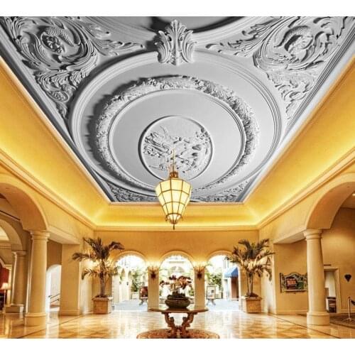Bacaz European Angels Plaster 3d Ceiling Wallpaper Murals for Living room Hall Gypsum 3d Ceilings Murals Wall paper Stickers