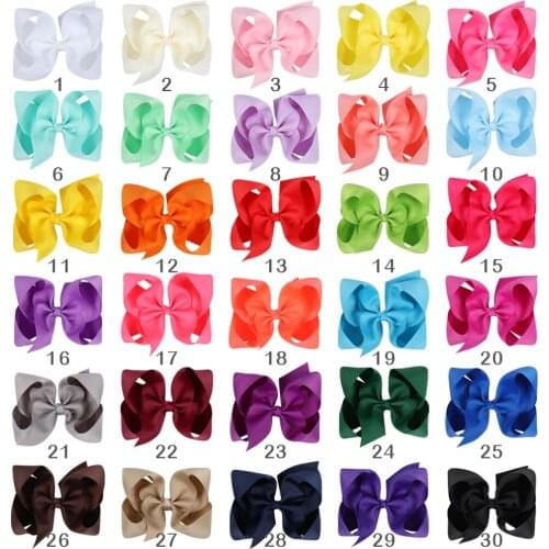 30 Pcs/lot 6 Inch Large Hairbow With Clip Colorful Solid Hairbows Boutique Ribbon Hairpins For Kids Girls Hair Accessories