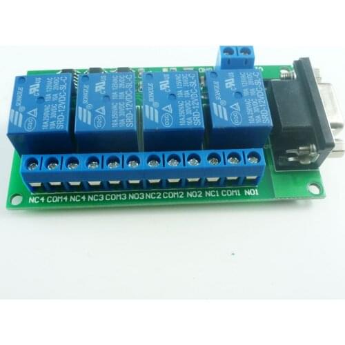 CE039 DC 12V 4 Channel RS232 Relay Board PC USB UART DB9 Remote Control Switch for Smart Home Garage door Car alarm Farm Motor