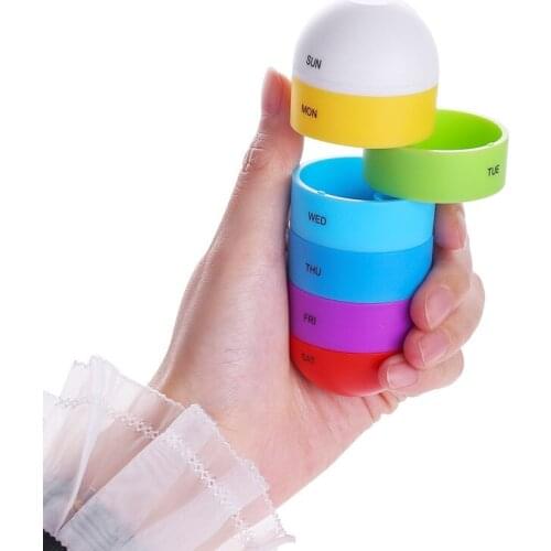 Colorful Waterproof Pill Case Spiral Seal 7 Grid Week Medicine Kit Portable Color Multi-layer Health Care Tools