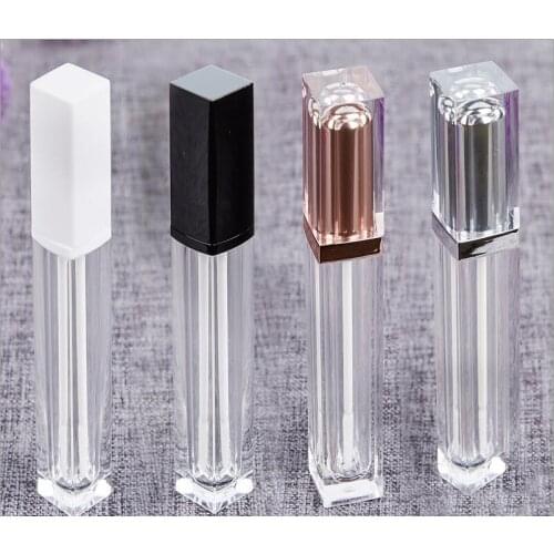 40pcs 7ML Top Grade Rose Gold Empty Lip Gloss Tube, Square Silver Lip Gloss Refillable Bottles,Plastic Liquid Lipstick Container