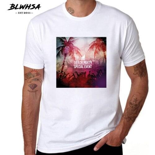 BLWHSA Summer Style 100% Cotton T-Shirts Beach Special Event Men T Shirts Short Sleeve Fitness Tops & Tees Male Clothing