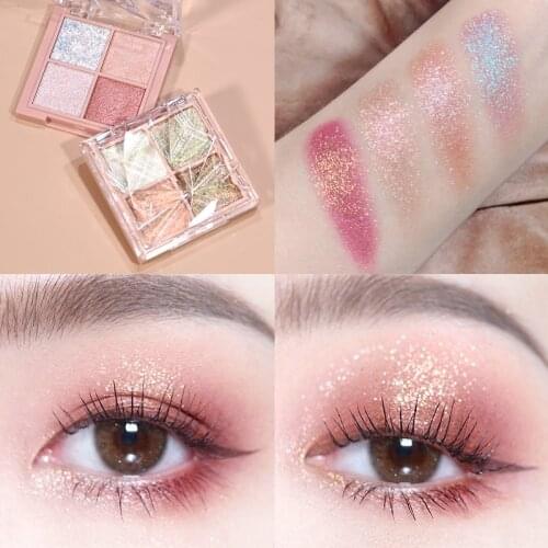HOJO 4 Color Eye Shadow Palette Glitter Pearlescent Lasting Waterproof Eye Shadow Eyes Makeup Cosmetic Maquiagem