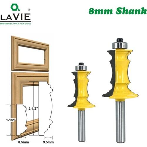 LAVIE 8mm Shank Mitered Door Drawer Molding Router Bits Handrail Line Tenon Milling Cutter For Woodworking Tools MC02165