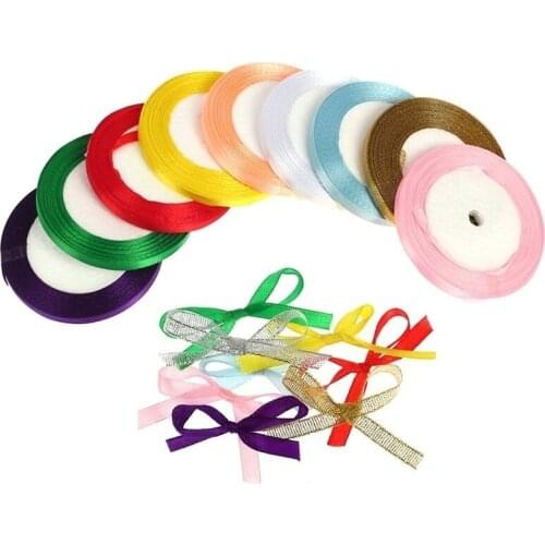 2pcs Solid Color Satin Ribbons Wedding Decorative Gift Box Wrapping Belt DIY Crafts Color Random