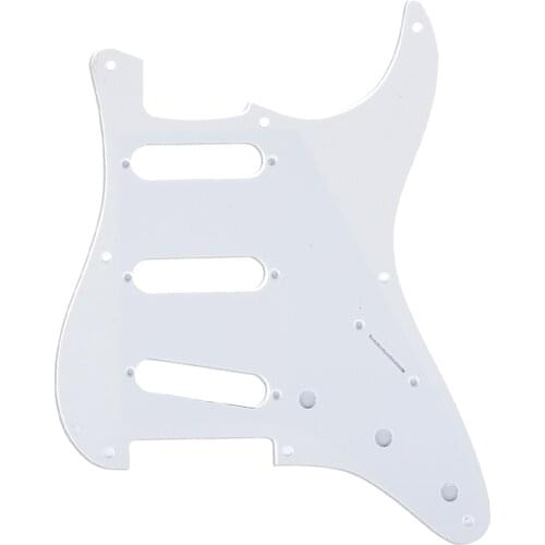 Musiclily Pro 8-Hole 50s 57 Vintage Style Strat SSS Guitar Pickguard for American Stratocaster, 1Ply White
