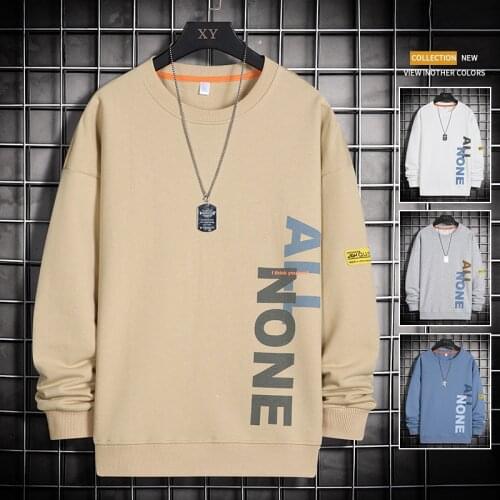 2021 Autumn Men Casual Hoodies Fleece Sweatshirt Male Hip Hop Harajuku Pullover Letter Printing Mens Hoodie O-Neck Tracksuit Top