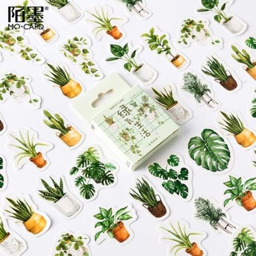 45pcs/lot Mint Plant Adhesive Stationery Sticker DIY Album Scrapbooking Diary Planner Journal Sticker Decorative Label For Kids