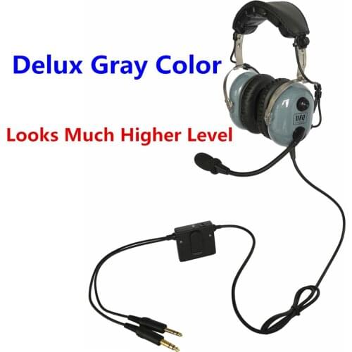 NEW UFQ Gray ANR A28 aviation headset pilot headsets great ANR and Hi-Fi speakers for music Free with bag