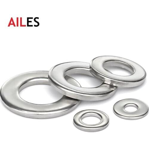 M1.6 M2 M2.5 M3 M4 M5 M6 M8 M10 M12 M16 M20 M24 M27 M30 A2 Spacer 304Stainless Steel Washer Plain Gasket for Screws Bolts