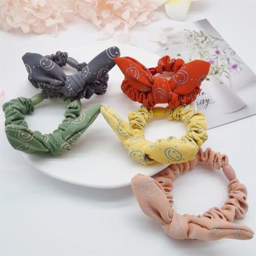 New Rabbit Ears Lattice Color Scrunchie Elastic Bands Korean Hair Accessories For Women Girls Sweet Ponytail Headwear Headbands