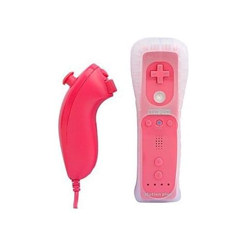 YGCDO Pink Built in Motion Plus Remote and Nunchuck Controller +Case for Nintendo Wii