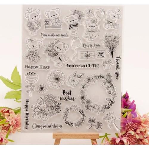 Cutting dies stamps and Bear flower clear stamp Scrapbooking Stamping DIY album rubber metal cutting dies gift card stencil
