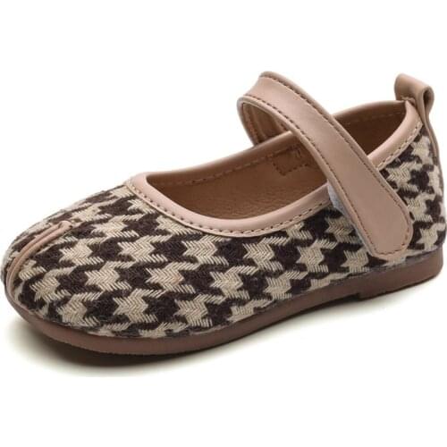 Spring Autumn Girls Shoes Plaid Princess Shoes White Black Children Flats Kids Shallow Shoes Baby Single Shoes Toddlers