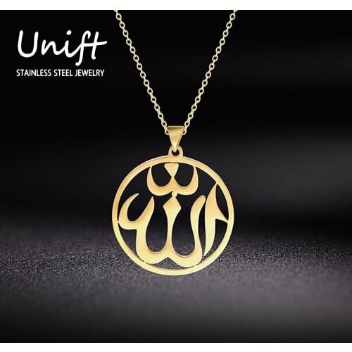 Unift Retro Stainless Steel Round Unisex Pendant Unisex Necklace Hollow Geometry Magic Pattern Fashion Jewelry Couple love Gift