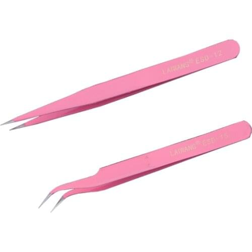 Yant Jouet Pink Metal Tweezers ESD-15 Hama Beads Clip For Fuse Beads 2.6mm Perler Beads Tools Iron Jewelry Beads Accessories