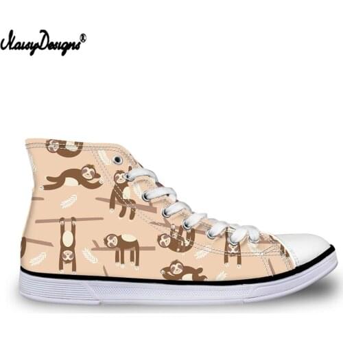 Noisydesigns Cute Cartoon Monkey Printed Sneakers Women High Top Canvas Casual Vulcanize Shoes Fashion Girl Flats Zapatos Mujer