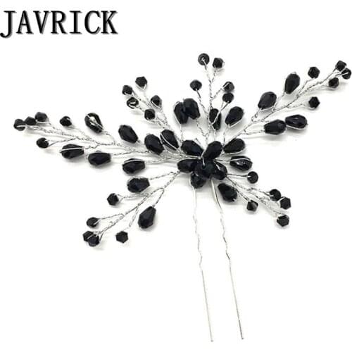 Bride Hairpins Black Crystal Women Headwear Jewelry Ladies Luxury Charms Gifts Wedding Party Fashion Decoration